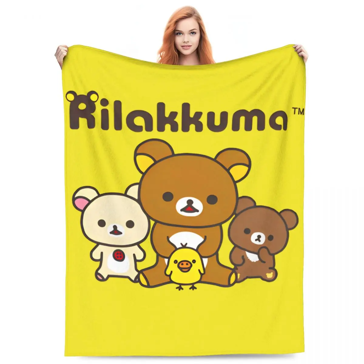 Soft Blankets Airplane Travel Rilakkuma Cartoon Bedding Throws Flannel Bedspread For Couch Chair Sofa Bed Fluffy Sofa Bed Cover