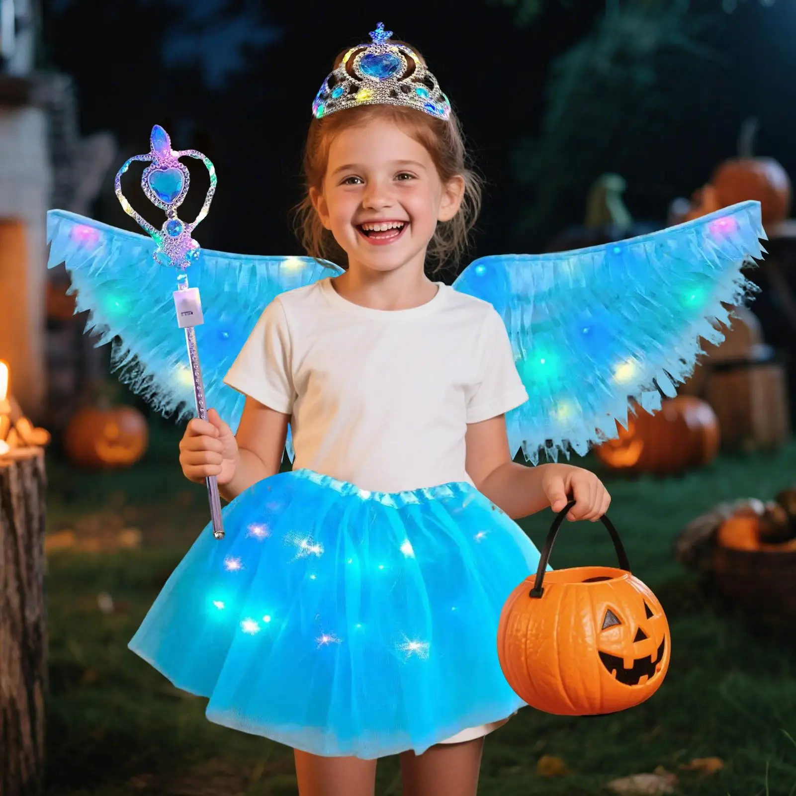 Angel Wings Kids Halloween Light Up Wings Kids Dress Up For Bridal School Festival Cosplay Holiday Bonfire Christmas Party
