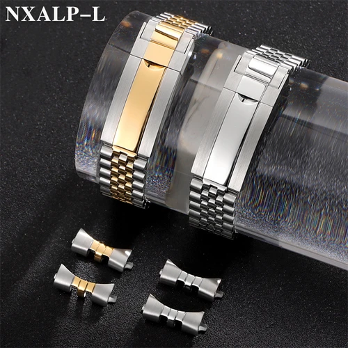 Imagen 2 del producto Correa de reloj para Rolex DAYTONA SUBMARINER Yacht-Master GMT, correa de acero inoxidable de lujo para pulsera de extremo curvo Jubilee de 20mm y 21mm