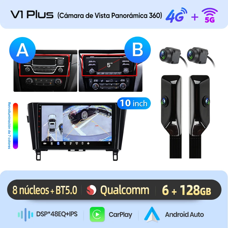Junsun Radio VozAI voor Qashqai J11 X-Trail3 2013-2017 draadloze CarPlay AndroidAuto autoradio 2DIN met Bluetooth DAB+ GPS RDS