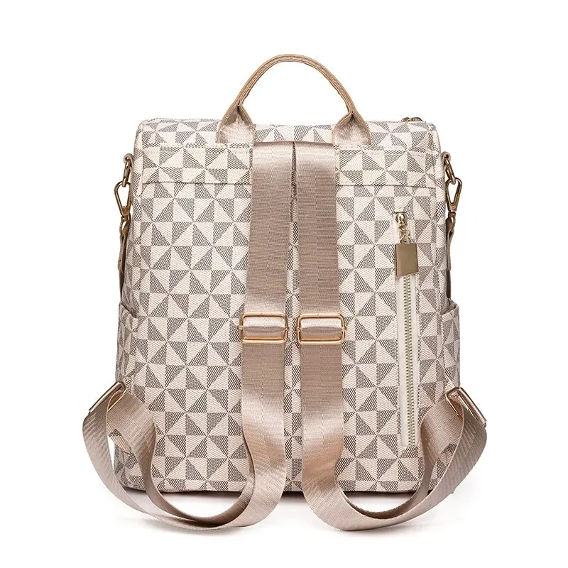 A Stylish Pu Backpack With Unique Pattern Design And Large Capacity Is Suitable For Commuting Shopping And Traveling