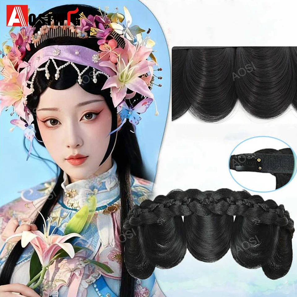 aosi synthetic forehead and temples traditional Chinese wig bangs Ancient-style opera magic wig with bangs for women cosplay ﻿