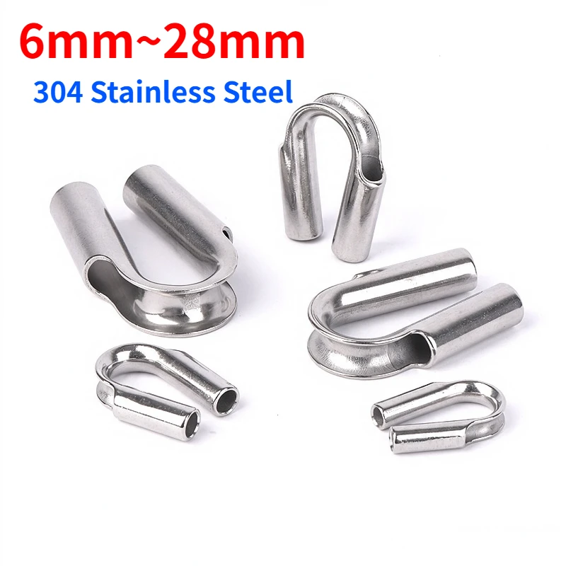 1/2pcs 304 Stainless Steel Thimble 6mm~28mm Wire Rope Cable Thimbles Rigging Wire Rope Tube Thimble Heavy Duty Cable Thimble