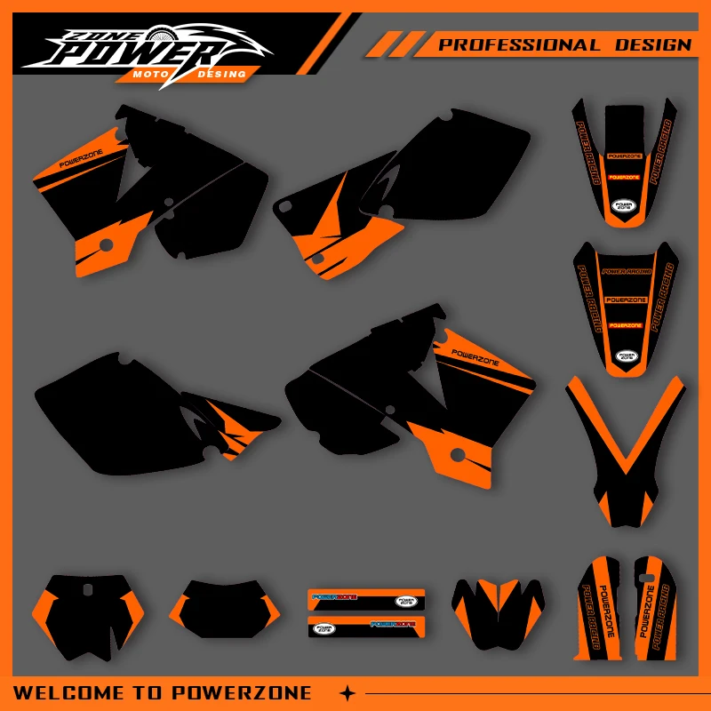 

POWERZONE For KTM EXC SXF 2003 EXC SXF 200 250 300 Motocross Team Graphics Background Sticker Decal Kits Customized Number 02