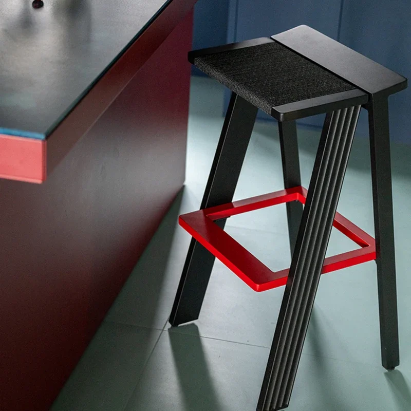 

Braided rope island bar stool Outdoor bar chair Simple high bar chair Small apartment household high stool