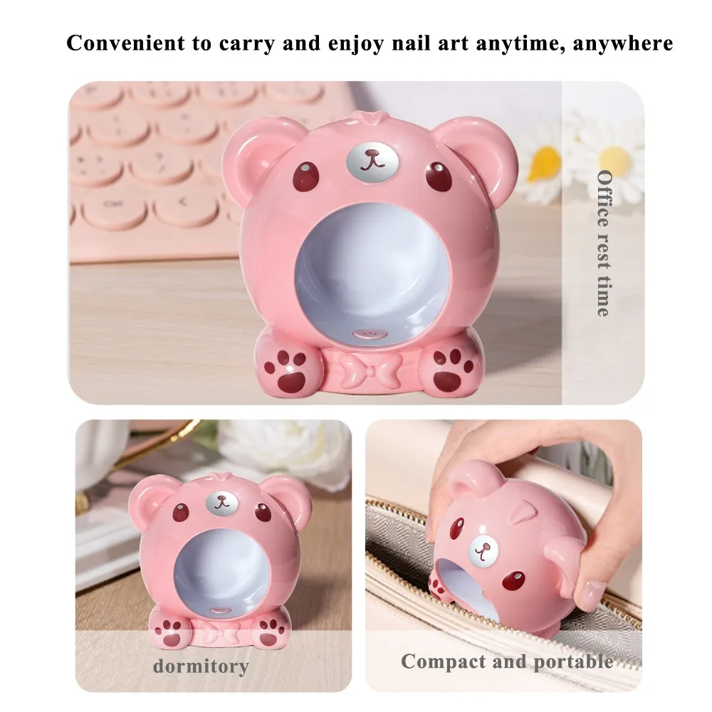 Oso de fototerapia para uñas, lámpara de secado de uñas, herramientas de manicura, secado rápido, oso de curado, Mini secadores de uñas, 24W, blanco, rosa, marrón