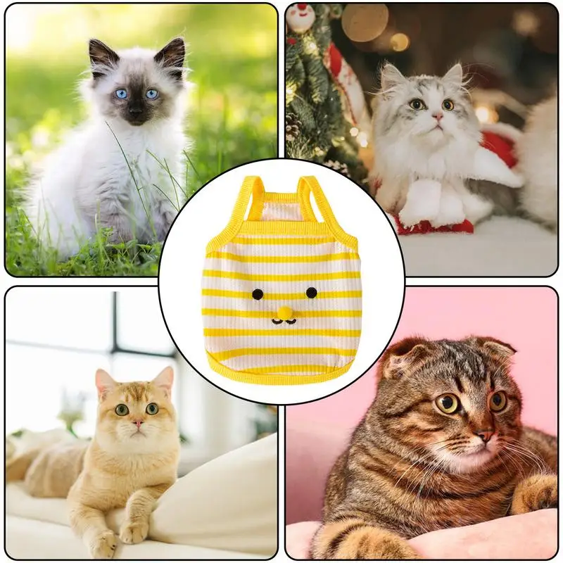 Cat Clothes Summer Shirts Cat Vest High Elastic Comfortable Cat Clothes For 3-11 Pounds Cat Daily Wear Birthdays Parties