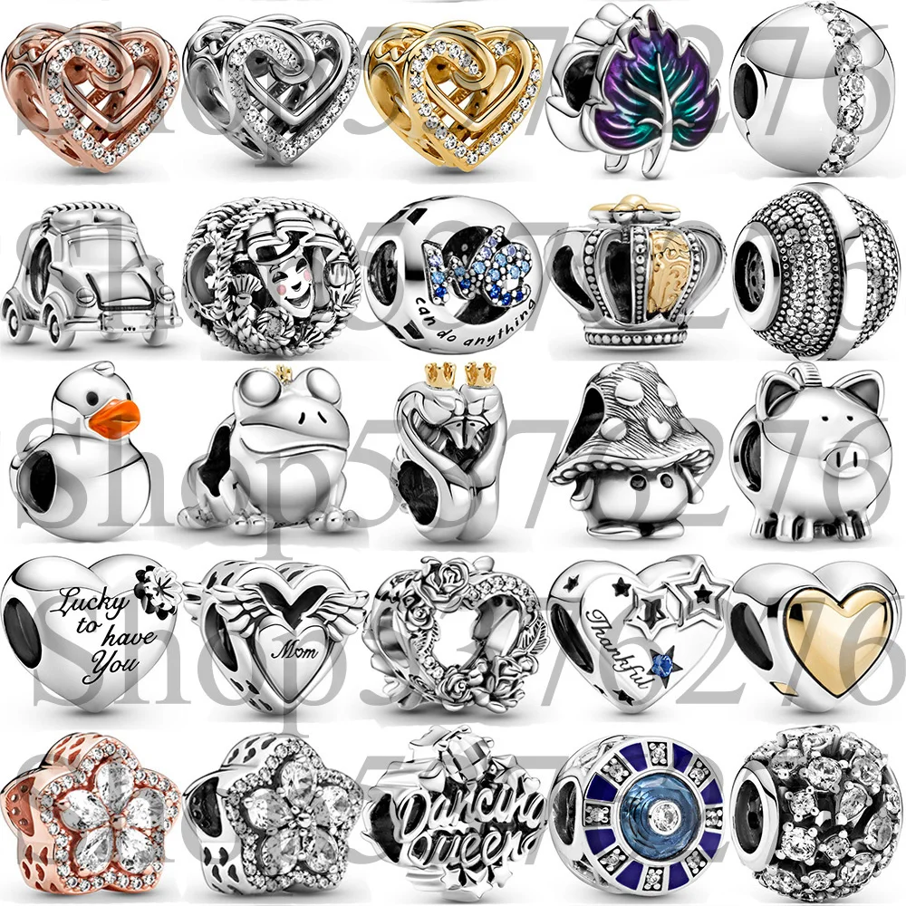

925 Sterling Silver Bead Dancing Queen Cute Mushroom Maple Leaf Flowers Charm For Fashion Women Bracelet Bangle Gift DIY Jewelry