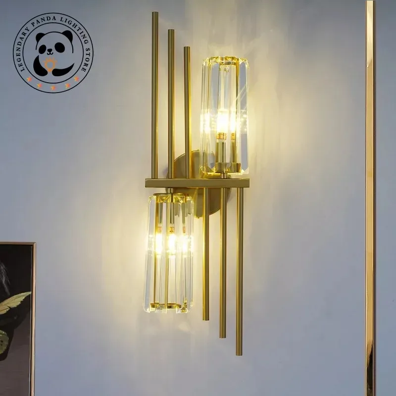 Imagem -06 - Postmodern Luxo Cristal Led Lâmpadas de Parede Sala de Estar e Decoração do Quarto Art Sconces tv Backgound High-end Luzes de Parede