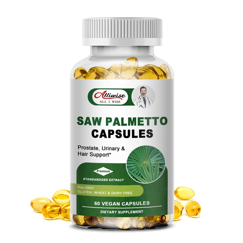 Alliwise Saw Palmetto with L Arginine Plant-Based Supplement for Men Potent Hair Growth Maximum Male Boost Stamina & Endurance