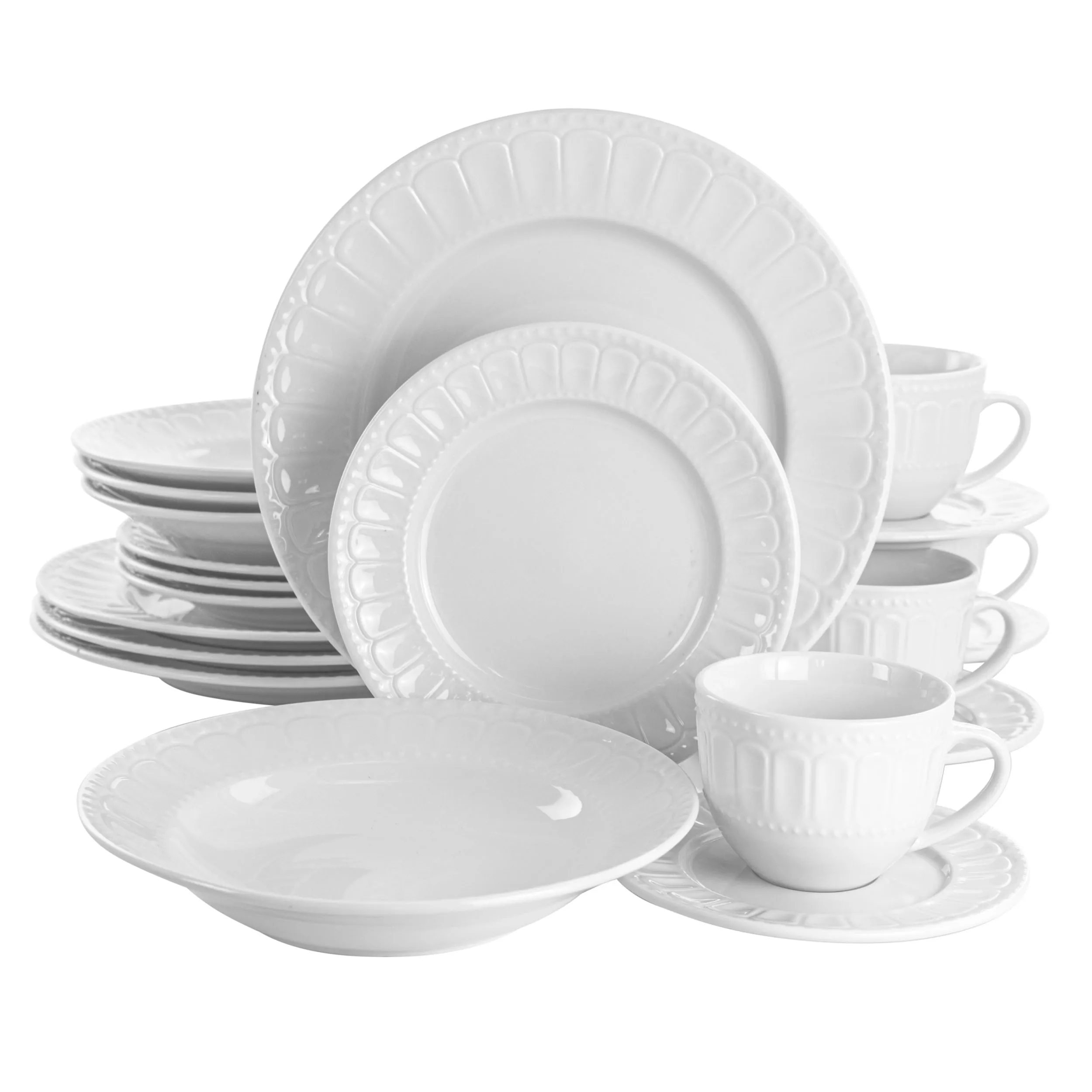 

White Porcelain Dinnerware Set of 20 Pieces
