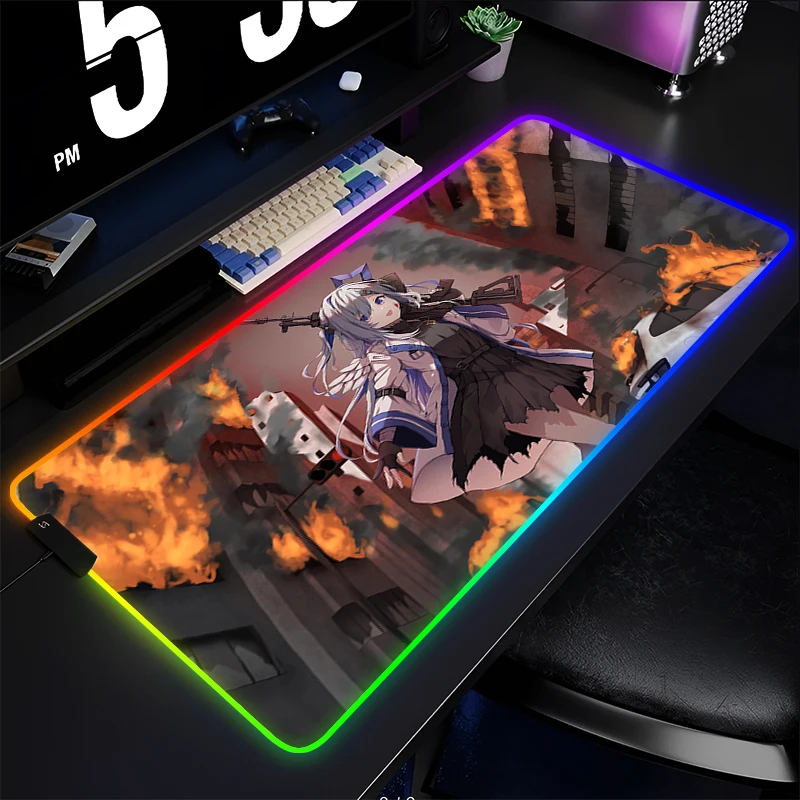 RGB Mouse Pad Gamer Keyboard Pad Amane Kanata Desk Mouse Mat LED PC Rubber Hololive Tapis Souris Gaming Notbook Kawaii Mousepad