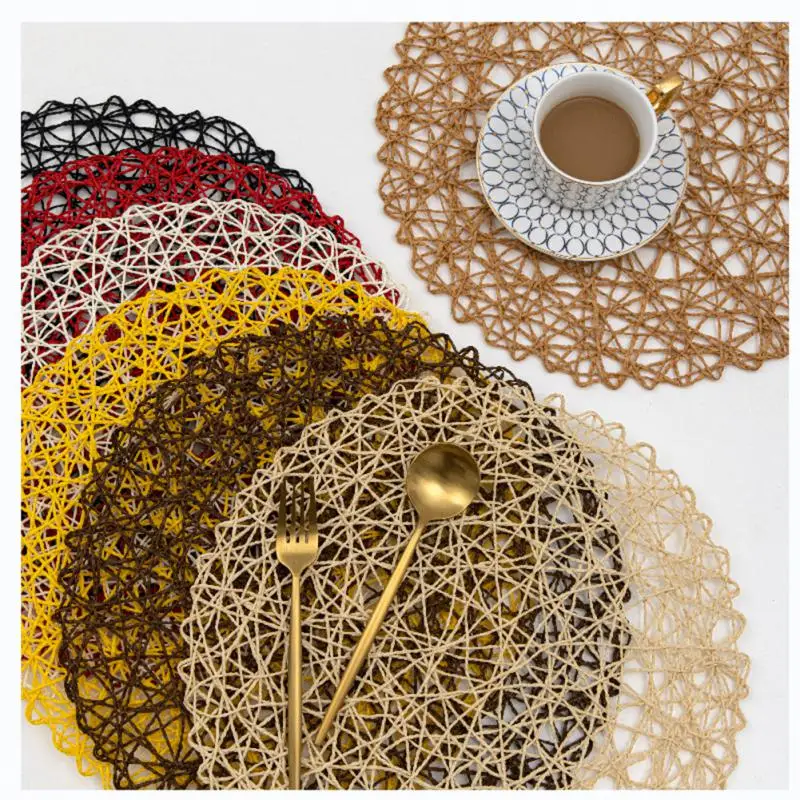 38cm Paper Rope Disorderly Woven Meal Mat Hand Woven Meal Mat Thermal Insulation Mats DIY Table Kitchen Decorative Pads