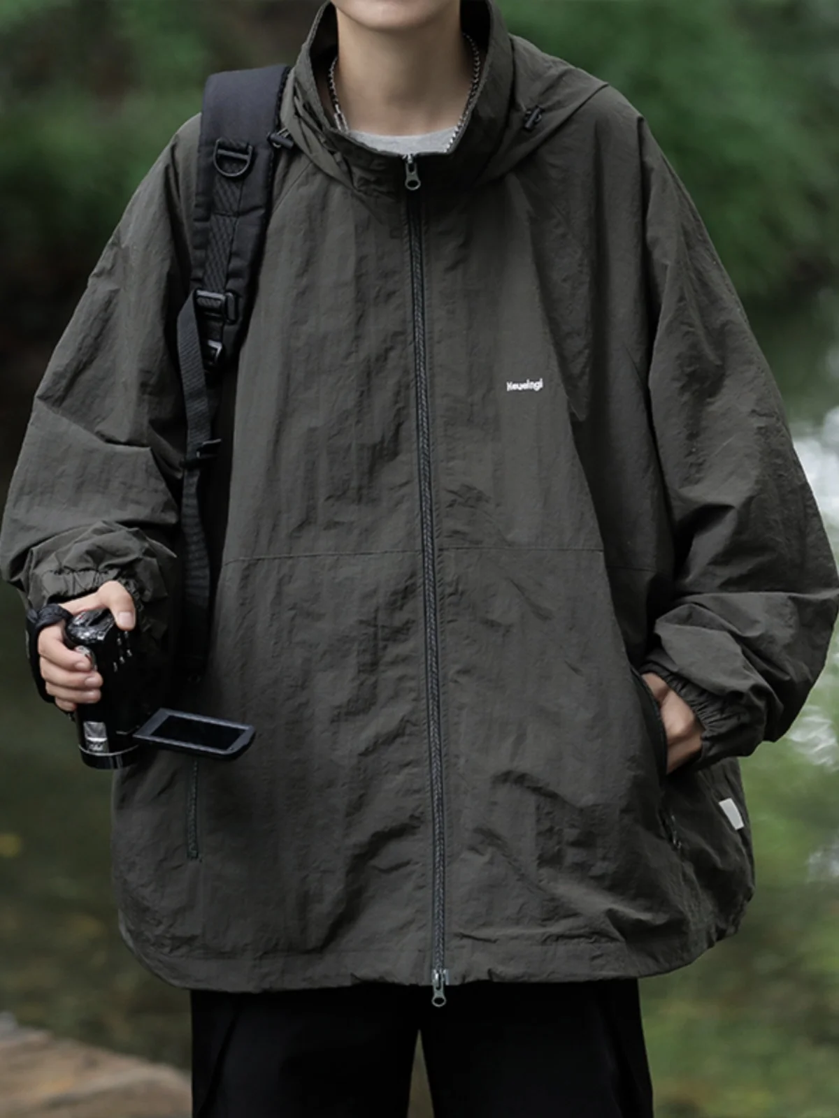 

Мужская куртка с капюшоном для активного отдыха, повседневная, для работы, ветрозащитная, дышащая, молодежная, модная, свободного кроя, осенняя куртка