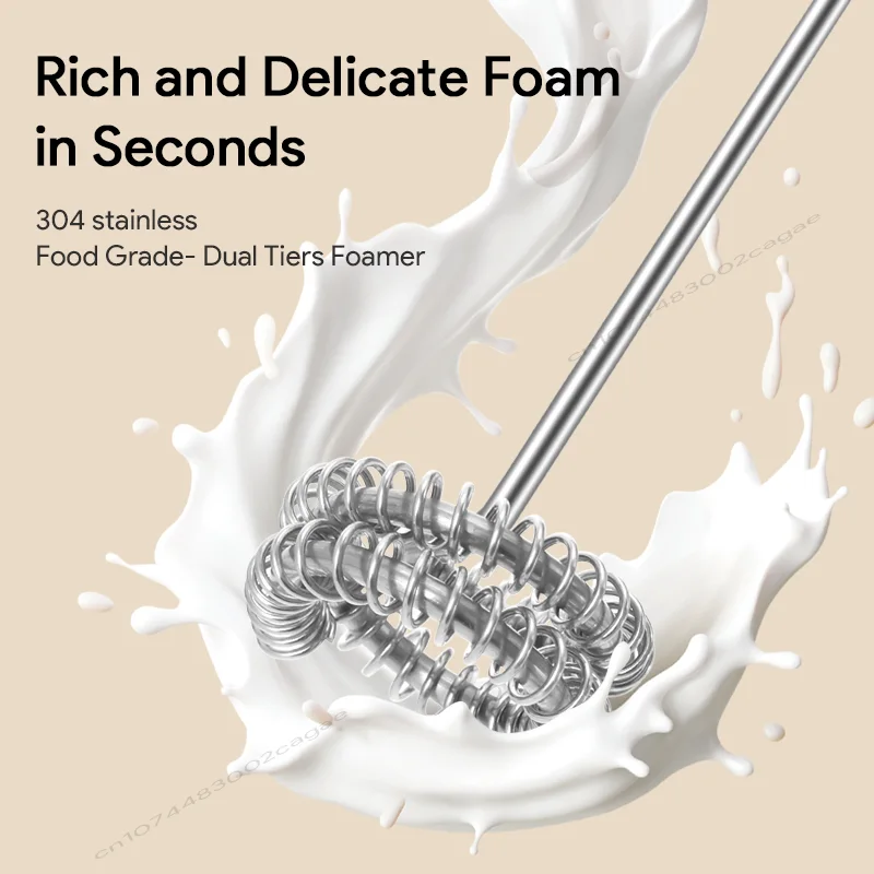 Electric Milk Frother USB Rechargeable Handheld Egg Beater 3 Speeds Foam Maker Mixer Coffee Drink Frothing Wand Foamer Kitchen - Detail Angle #02