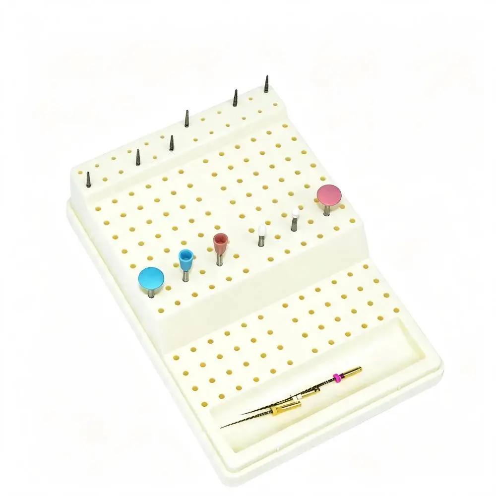 168 Holes Autoclavable Dental Bur Box With Lid High Temperature Resistant Plastic Sterilizer Block Storage Holder Dentist Tools