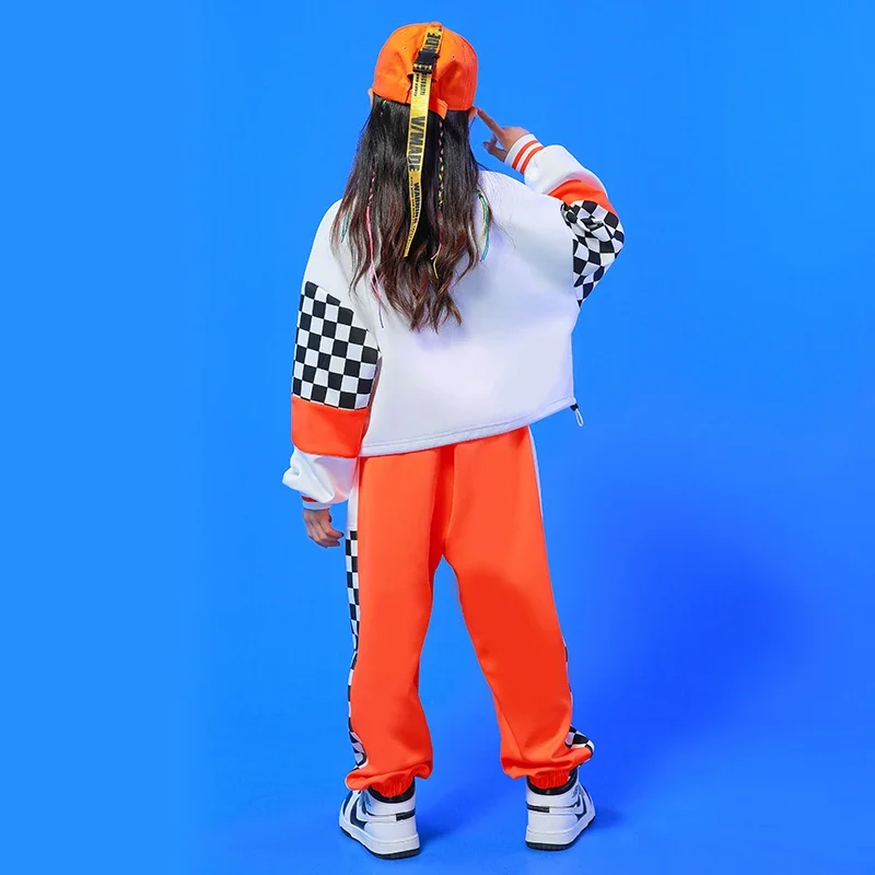 Sweat-shirt et pantalon de jogging décontractés pour enfants, tenues de rue pour adolescents, vêtements hip hop orange, vêtements de danse pour fille et garçon, vêtements de costume