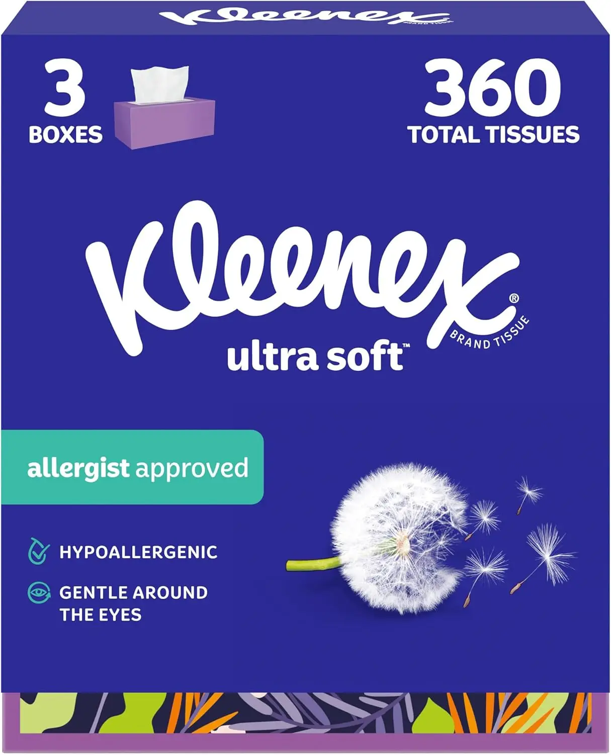 Ultra Soft Facial Tissues 3 Flat Boxes 120 Sheets Each 3-Ply Total 360 Tissues Packaging May Differ