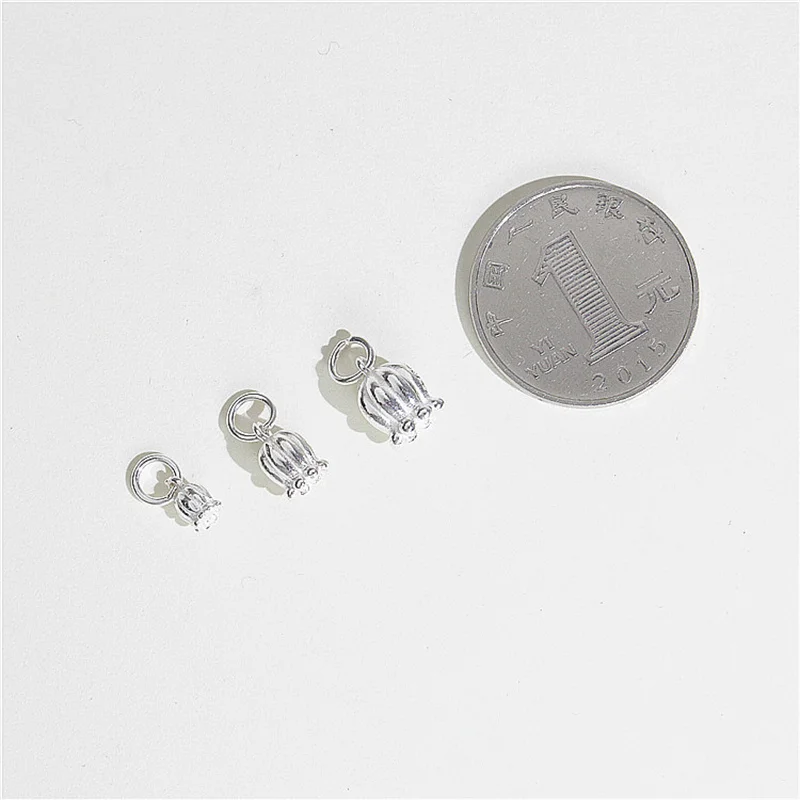 100% Real Sterling 925 Silver Accaccessories Tulip Charm Pendant For Bracelets and Necklaces Key Diy Material for Jewelry