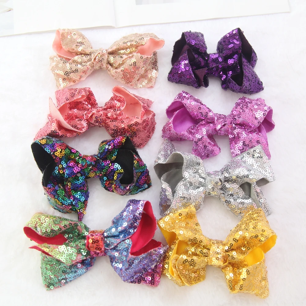 5inch Baby Girl  Sequins Bows Hair Clips Newborn Gift Toddler Soft Bowknot bows Hairpin Barrettes Infant Hair Accessories 2022