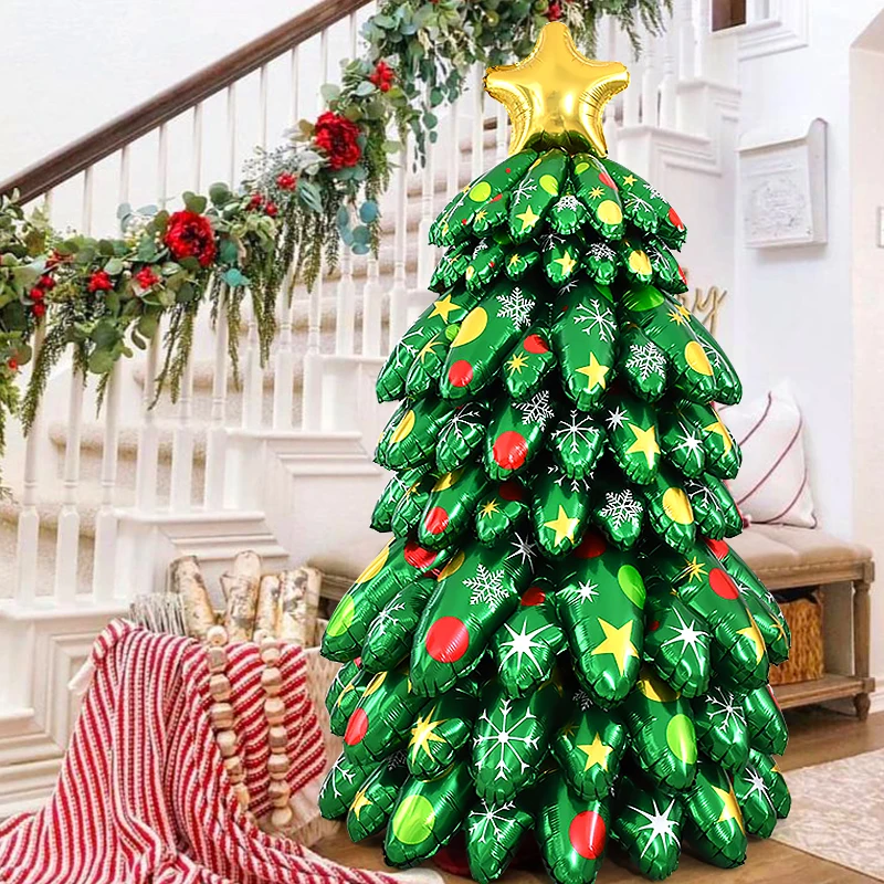 

Christmas Theme Party Balloons Decor Green Christmas Tree DIY Foil Inflatable Balloon Merry Xmas For Home 2024 New Year Navidad