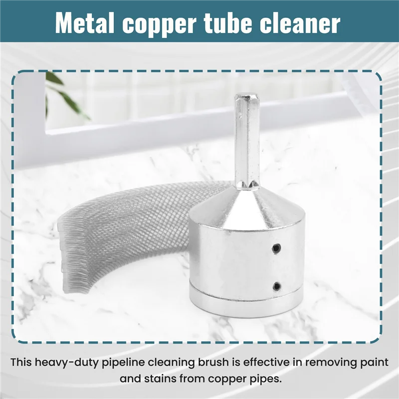

A96I-2 Pack Metal Copper Pipe Cleaner With 2 Replaceable Brushes Tube Cleaning Brush For Power Drill (1/2Inch,3/4Inch)