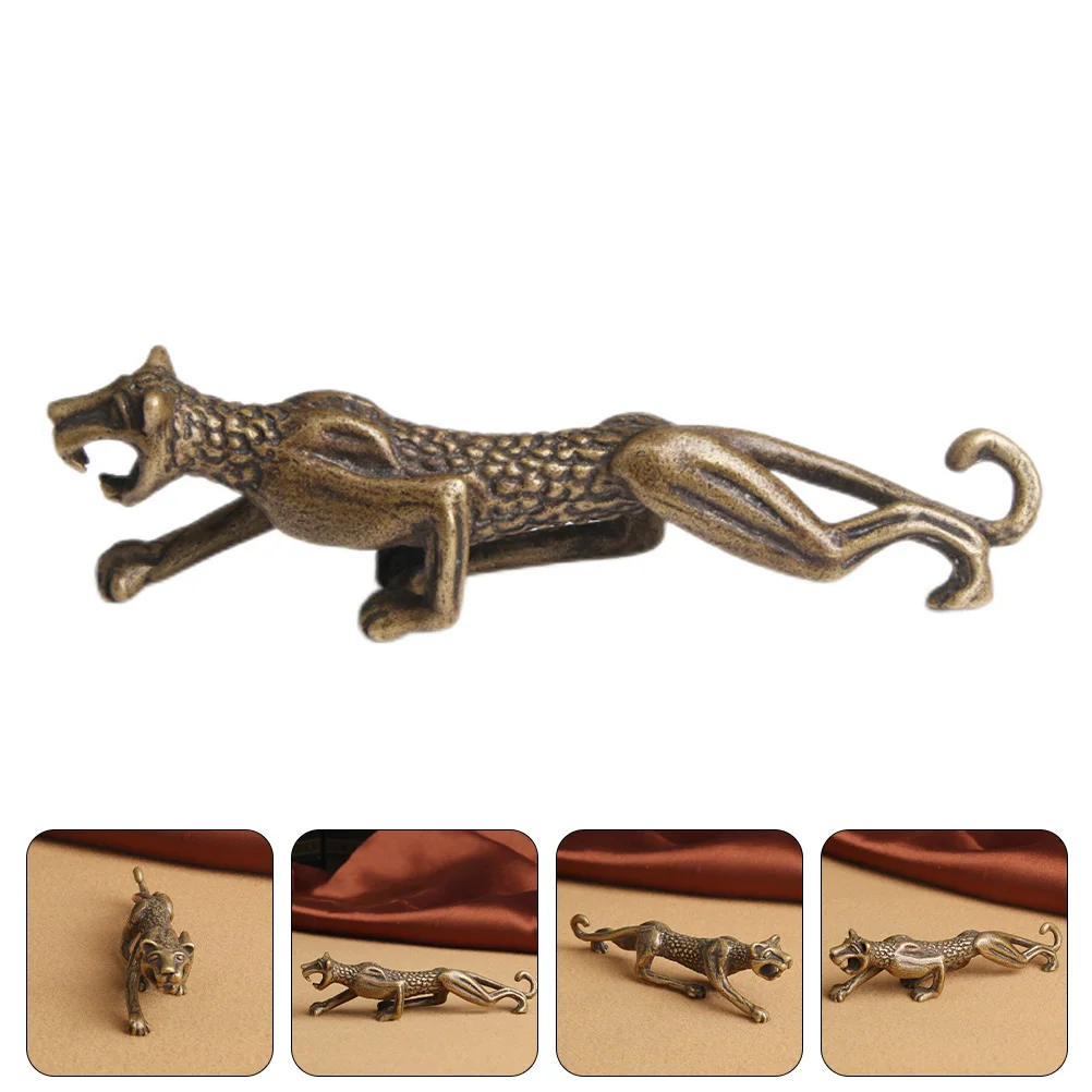 

Retro Brass Cheetah Decor Cheetah Shape Ornament Vivid Desktop Craft Wear Resistant Brass Decoration Office Study Room Gift