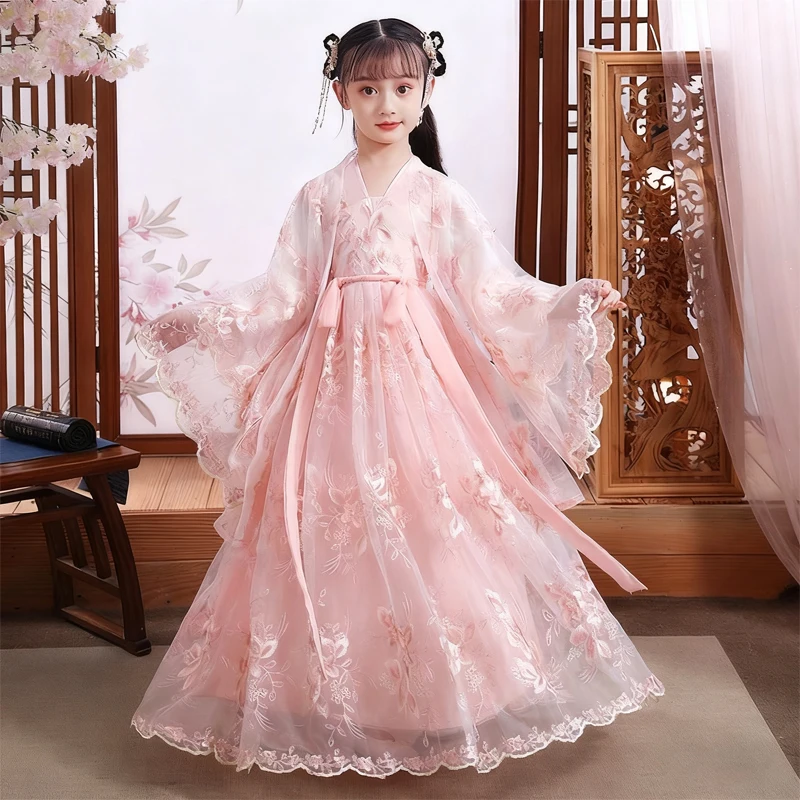 

Современное платье ханьфу в китайском стиле для девочек, рождественская фея, детская одежда, Vestidos, традиционный детский костюм для косплея, платья для девочек