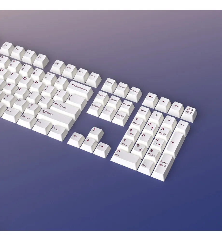 Keycap White keycap PBT material is engraved small full set of 126 keys original height two-color trend