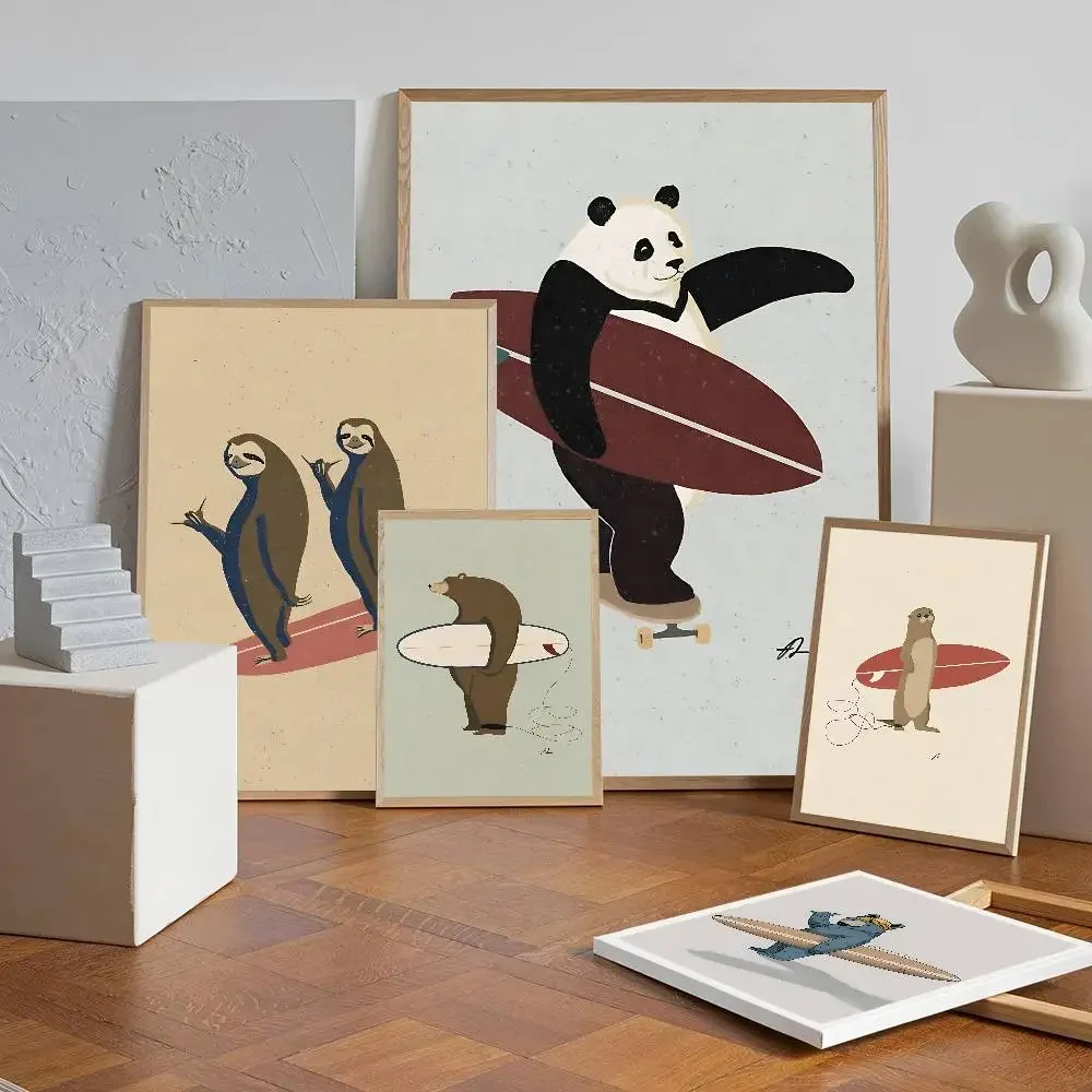 مضحك تصفح الكسل الدب الباندا زيبرا الثعلب ورق أبيض ملصق مقاوم للماء ورقة ملصق مقهى بار الجمالية الفن طلاء جدران