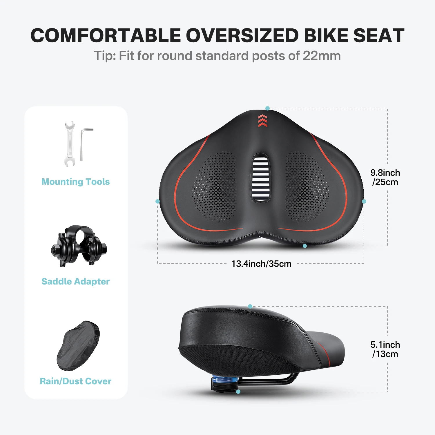 YOUNGDO Noseless Oversize Bike Seat Cushion Cycling Wide Bicycle Saddle for Peloton Stationary Exercise Bike Ebike City Bike