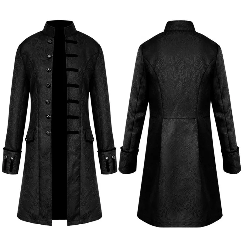 

Mens Vintage Tailcoat Jacket Goth Long Steampunk Formal Gothic Victorian Frock Coat Uniform Renaissance Party Halloween Costume