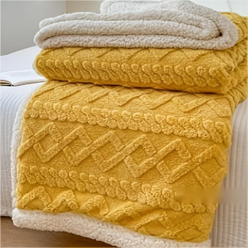 Cobertor de lã de camada dupla outono inverno grosso quente escritório nap lance cobertores para sofá cama único duplo macio pelúcia edredon