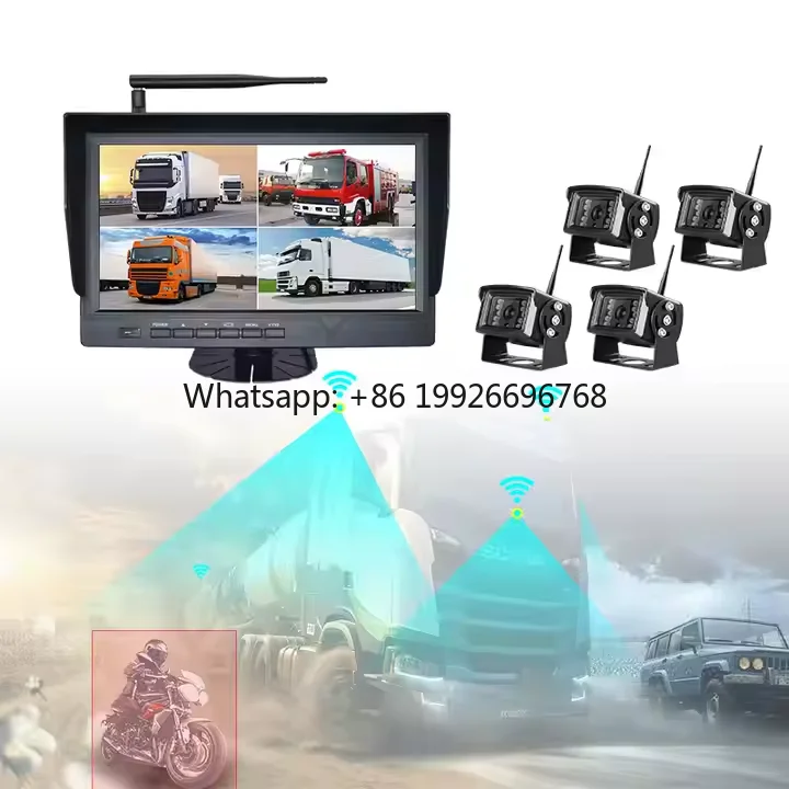 Wireless Truck Backup Camera Monitor System, 7-10 Inch DVR Recorder, IP68 Waterproof Digital Signal for Heavy Duty Truck Vehicle