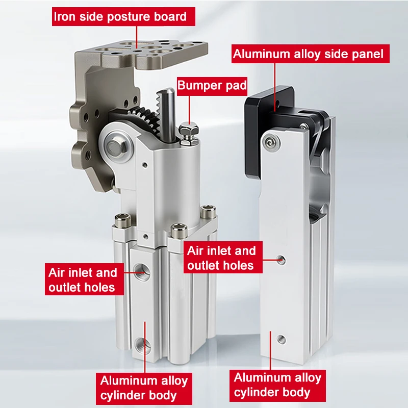 FCZ Side Posture Cylinder Block DHRC32-30LB/ZB 90° Pneumatic Flip Cylinder Lever Manipulator Fixture Robot Arm Parts