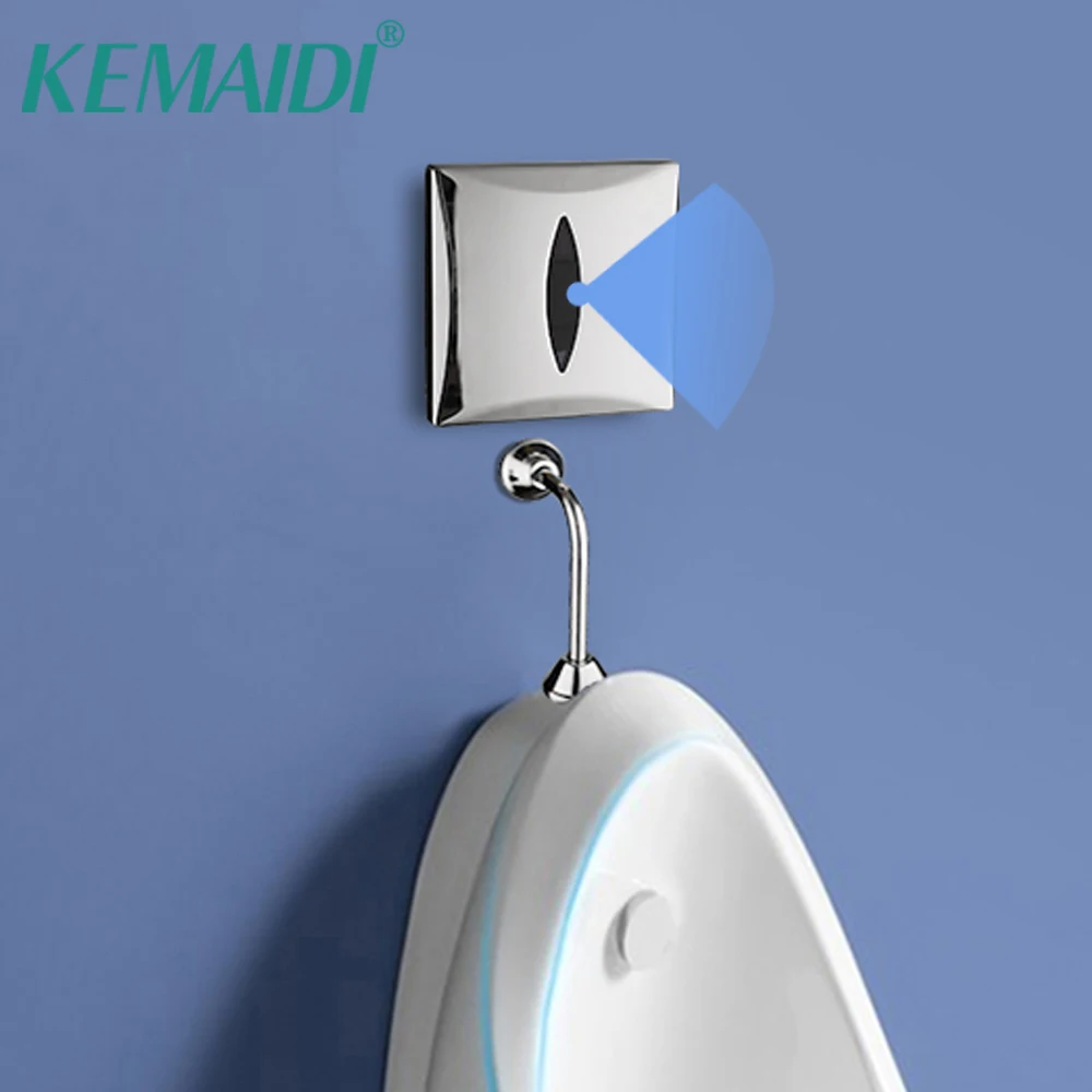 KEMAIDI Toilet Automatic Flush Valve Sensor Chrome  Urinal Wall Mounted Touch Faucet Bathroom Toilet Urine Sensor Black