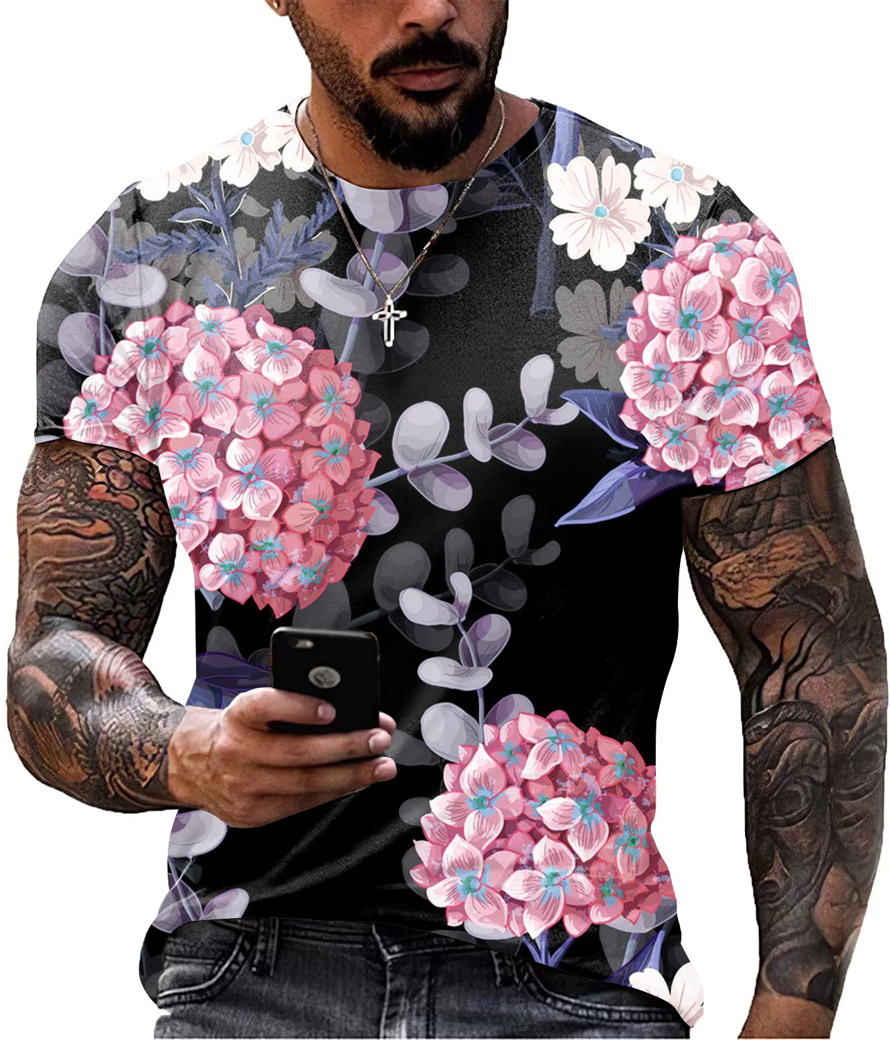 New3D Print Flower Clothing Fashion Men Women T-shirt Plus Size S-7XL Four Seasons Casual Oversized Streetwear Summer Round Neck