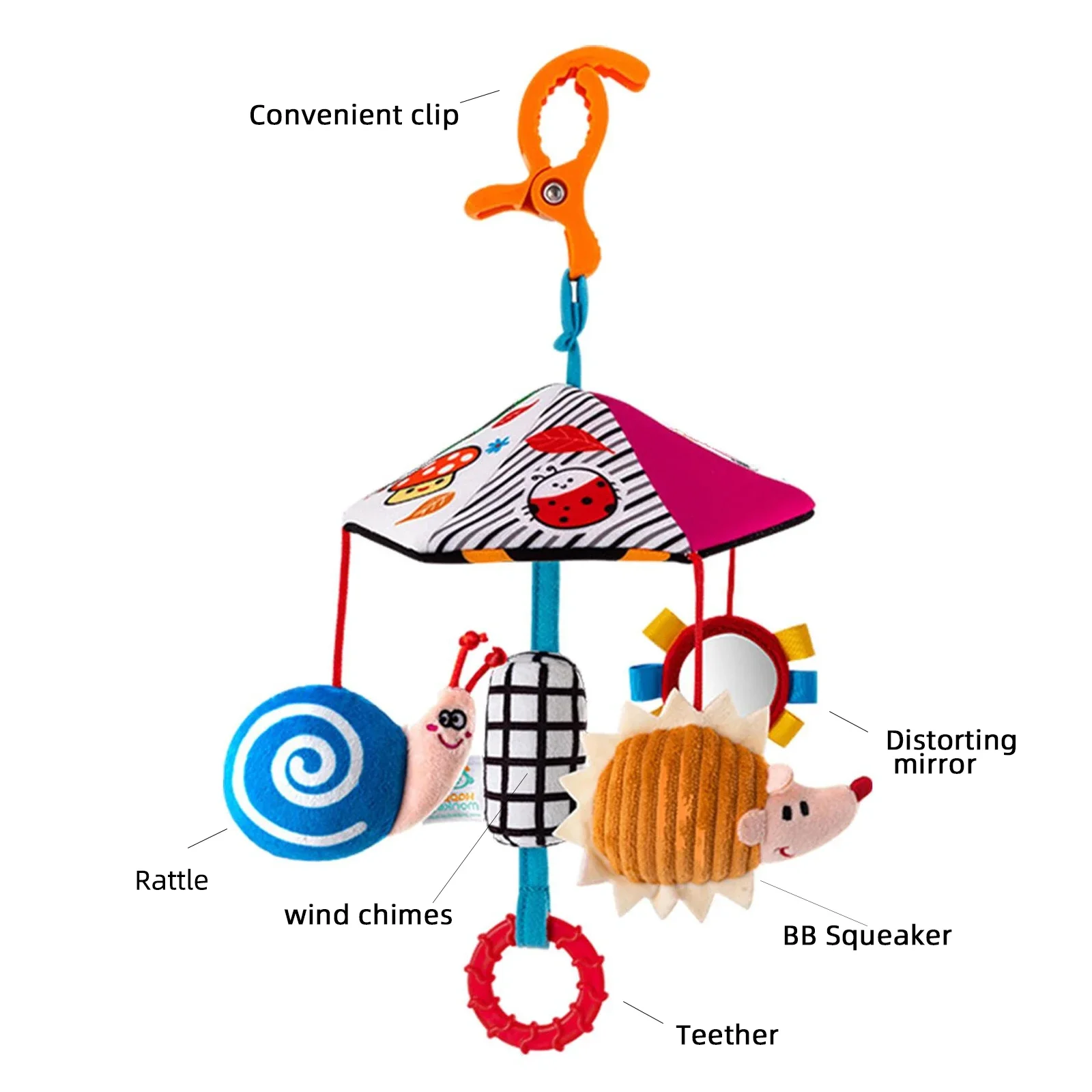 カラフルなぬいぐるみ傘風鈴ベッドベル視覚的インスピレーション子供用ベビーカーペンダント風鈴快適おもちゃ