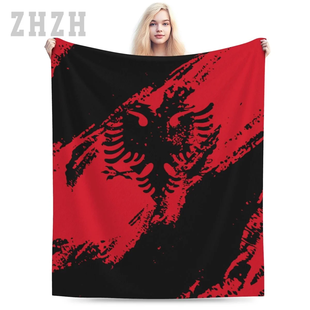 Blanket Albania Flag Color Flannel Multifunction Camping Sofa Cover Keep Warm