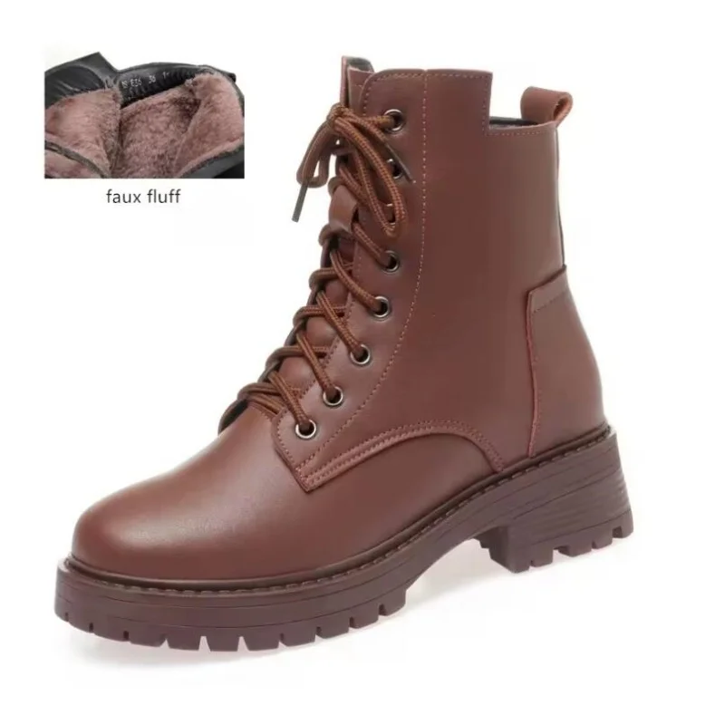 

369 Women Boots female winter Large Size Non-slip Women's Snow Boots Genuine Leather Warm Women Ankle Boots