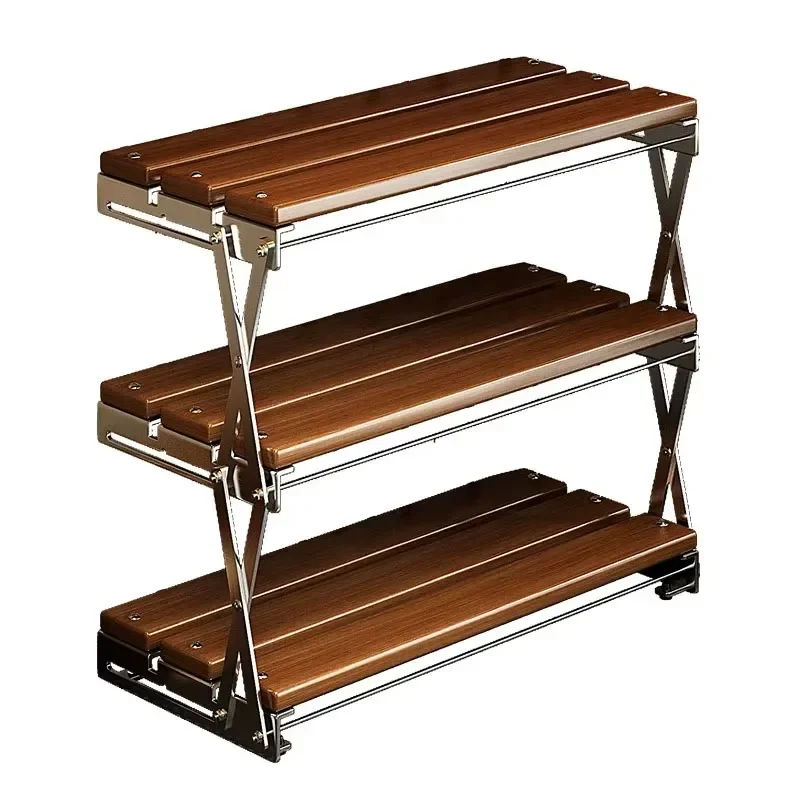Foldable Wooden Cup Storage Rack Multi Layer Tabletop Organizer for Tea Sets Kitchen Office Display Stand Holder Shelf Unit