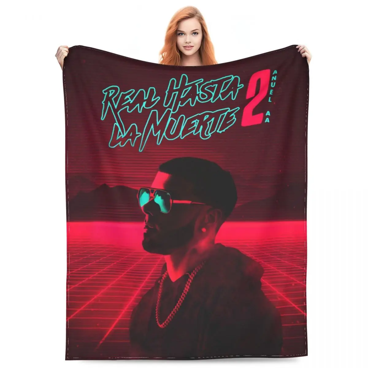 Hip Hop Anuel AA Blanket Flannel Print Real Hasta La Muerte Merch Soft Throw Blankets for Sofa Car Plush Thin Quilt