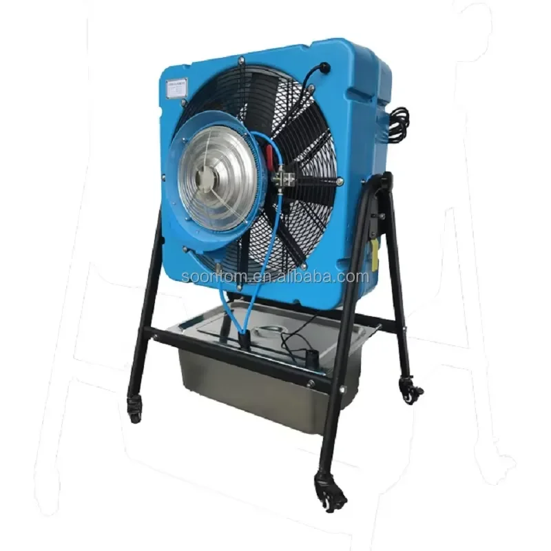 Industrial Electric Air Mist Fan Moveable Atomizing Blower Square Circulation Water Mist Fan for Livestock and Greenhouse