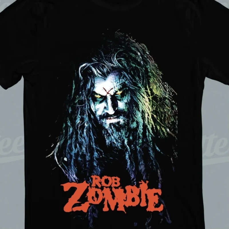 Rob Zombie-inspiriertes Herren-T-Shirt – lässiger Rundhalsausschnitt mit einzigartigem blauen Maskendruck, maschinenwaschbar