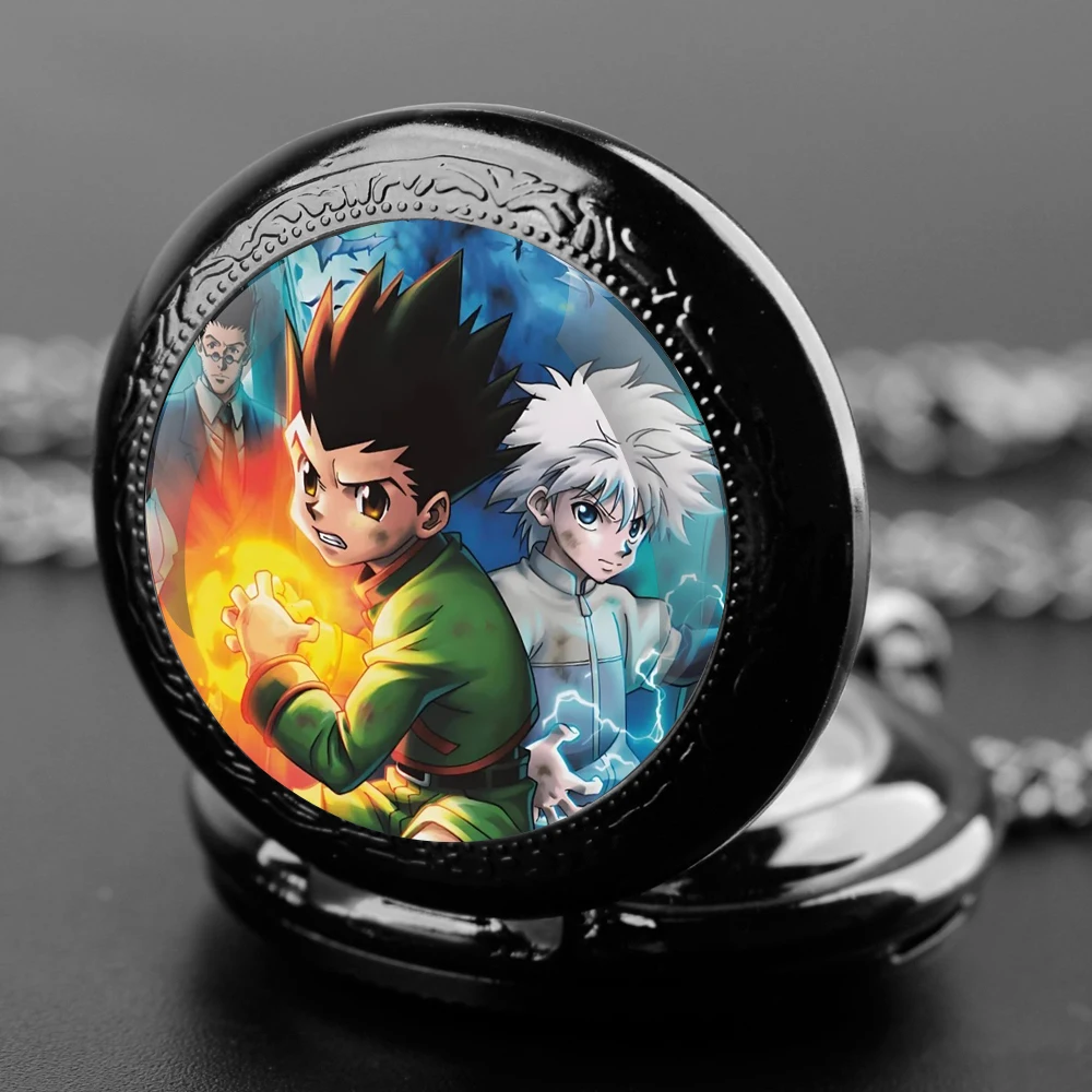 HUNTERxHUNTER-reloj de bolsillo de cuarzo para hombre y mujer, pulsera con diseño de cúpula de cristal, cadena duradera, esfera con números árabes, regalos creativos