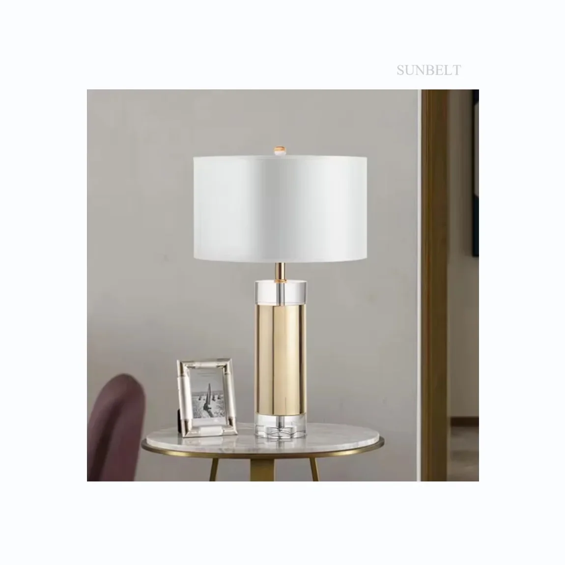 

T4094 contemporary modern best price crystal base art decorative table lamp hotel bedside table light