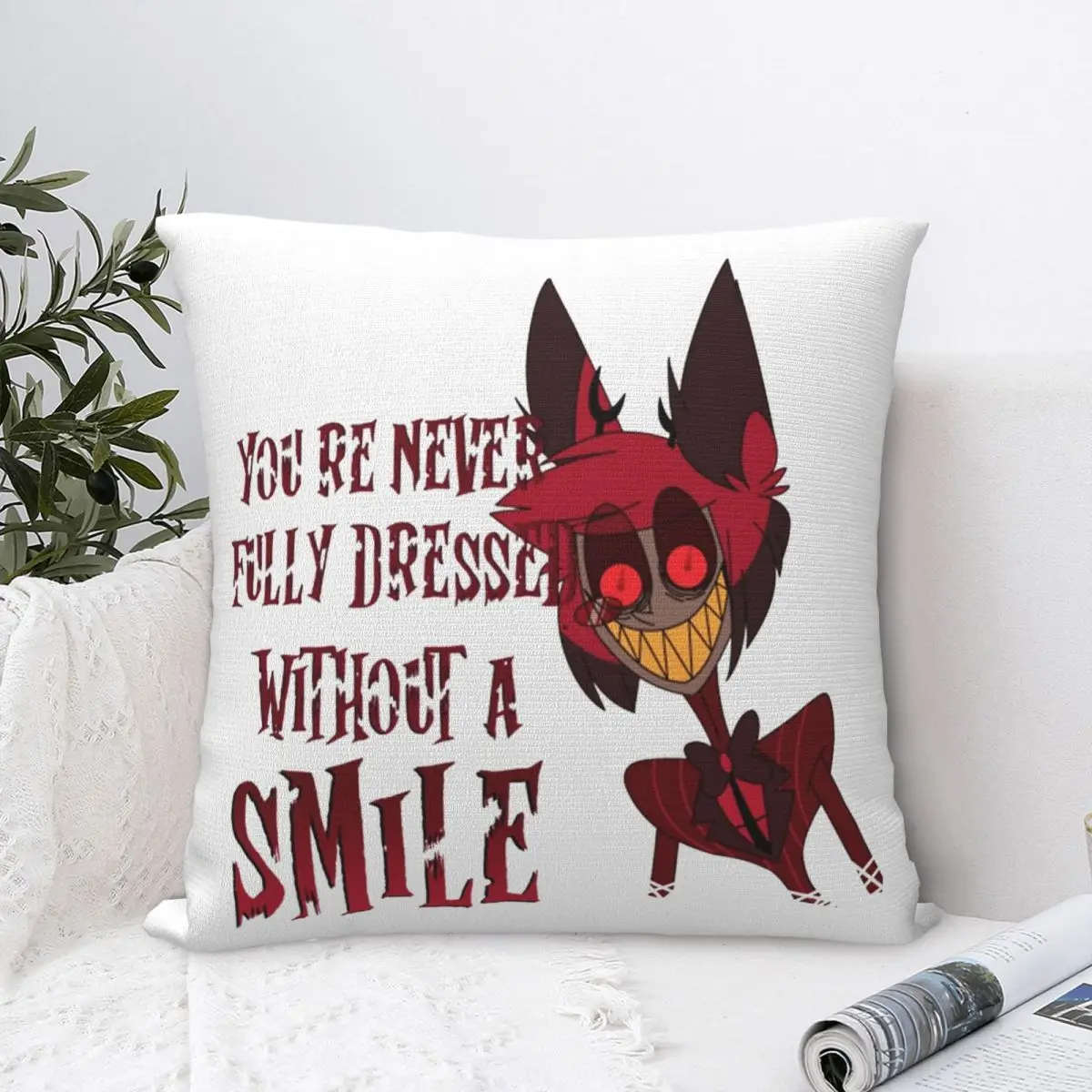 Smile My Dear Hazbins Pillowcase Polyester Cushion Cover Decoration Pillow Case Cover Home Square 45*45cm