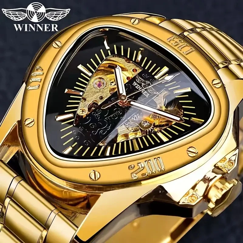 

[Gold Skeleton Watch] Luxurious Gold Skeleton Mechanical Watch - Elegant Men's Business Style, Fashionable Business Casual Automatic Mechanical Watch Men's Watch, First Choice Gift Watch, Gift for His Best Gift, No Battery Needed