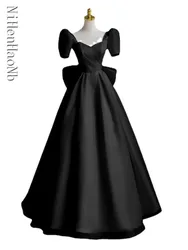 Black Prom Dress Women Sexy Robe Princess Banquet Party Ball Dress Graduation Female Performance Gown