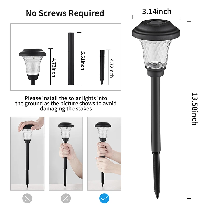 Luces solares para caminos, impermeables, para exteriores, jardín, paisaje, Patio, pasarela, decoración de Patio, lámpara Solar para césped